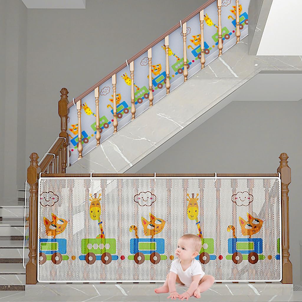 SNOWIE SOFT Baby Safety Net Banister Guards Stairway Rail Net Thicken Polyester 14.7 ft Long 31 Inches High Stairway Baby Guards with 55 Nylon Zip Ties Ropes Safety Net for Stairway, Balcony SNOWIE SOFT Baby Safety Net Banister Guards Stairway Rail Net Thicken Polyester 14.7 ft Long 31 Inches High Stairway Baby Guards with 55 Nylon Zip Ties Ropes Safety Net for Stairway, Balcony